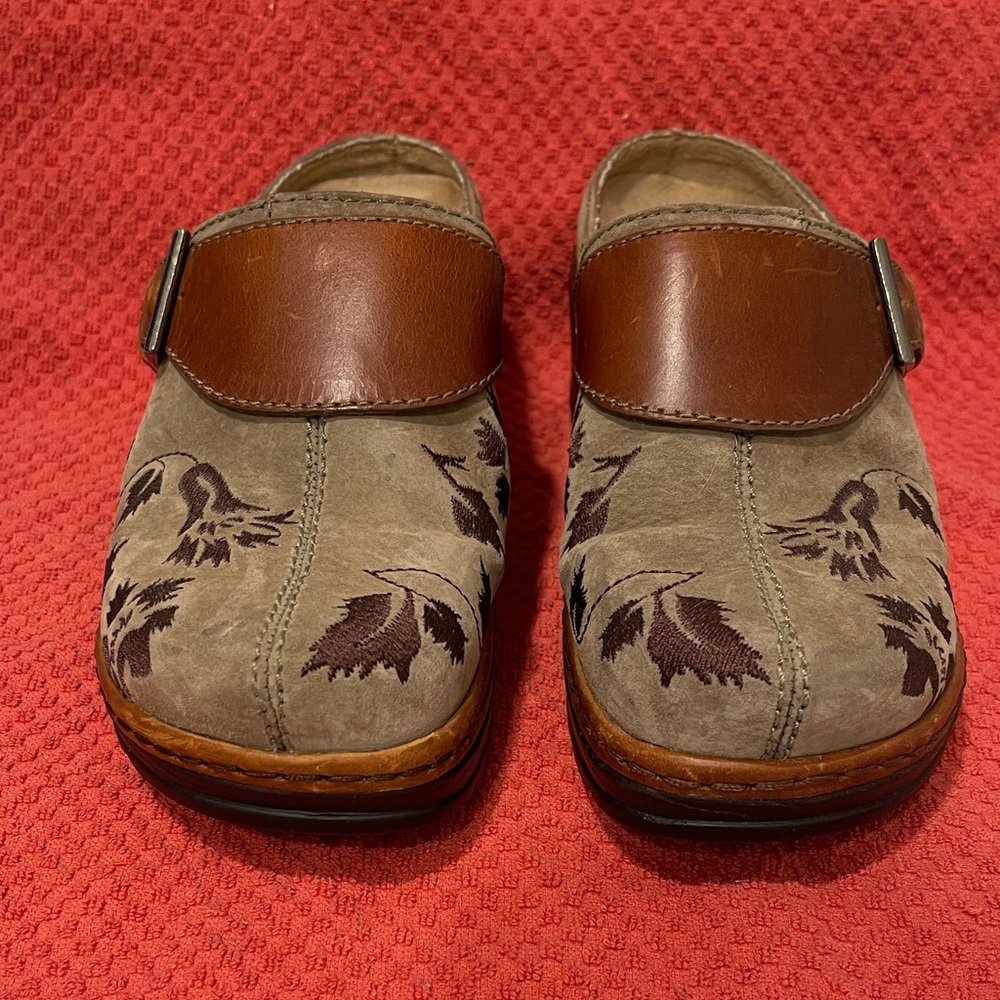 Klogs Tan and Brown Floral Mules